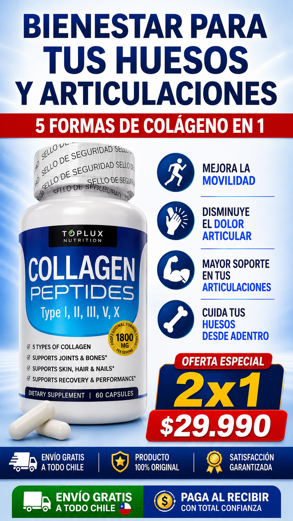 Colágeno Complex 5 en 1 💎60 cápsulas 💊Salud y firmeza para huesos, articulaciones y piel