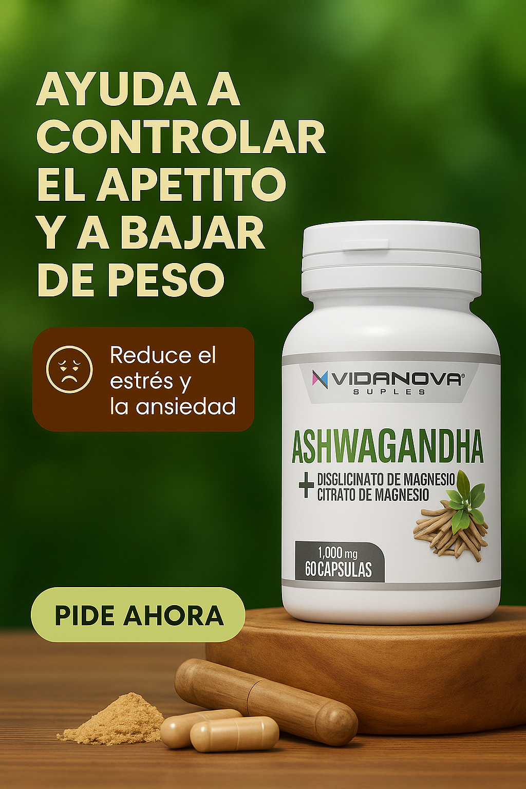 🌿Ashwagandha + Magnesio Premium 1000mg 💊 - Reduce Estrés, Aumenta Energía y Bienestar Natural