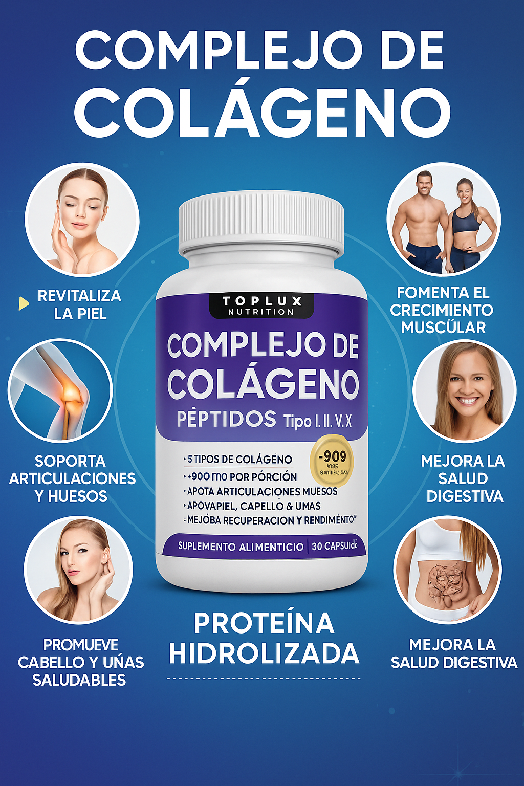 Colágeno Complex 5 en 1 💎60 cápsulas 💊Salud y firmeza para huesos, articulaciones y piel