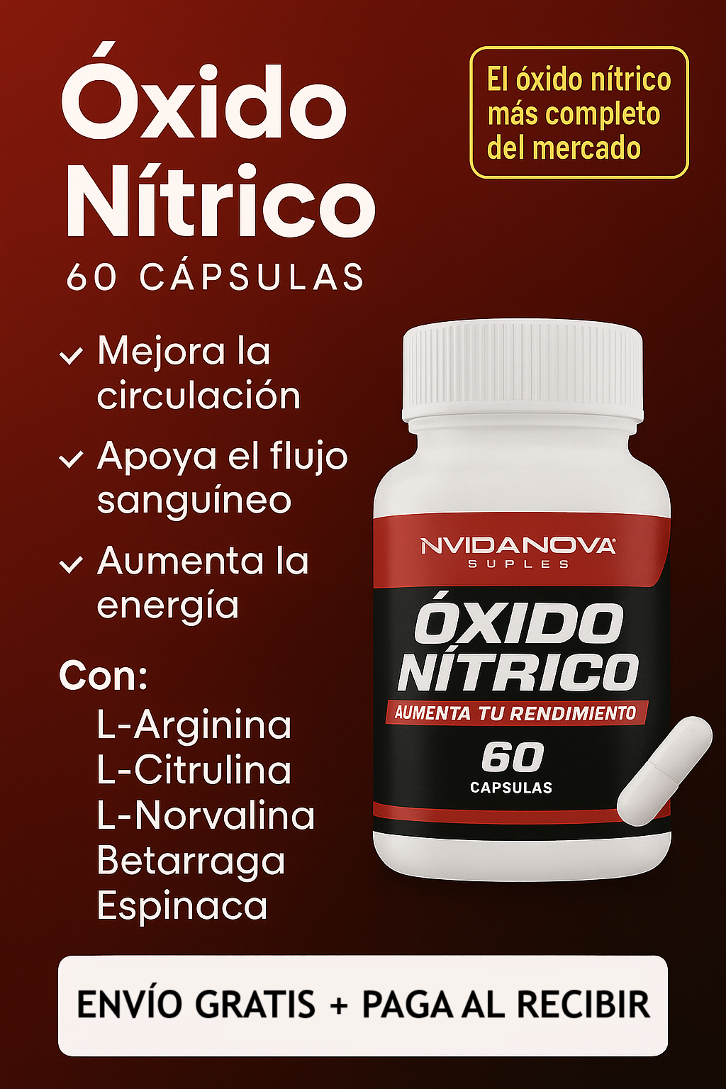 Óxido Nítrico Power™ – Desata tu máximo rendimiento físico y protege tu salud Cardiovascular