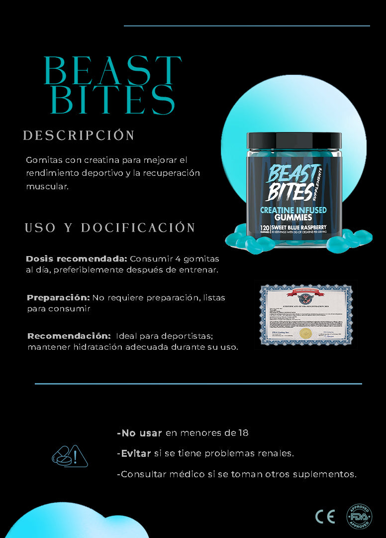 🏋️‍♀️Beast Bites Gomitas de creatina 5g 🫐