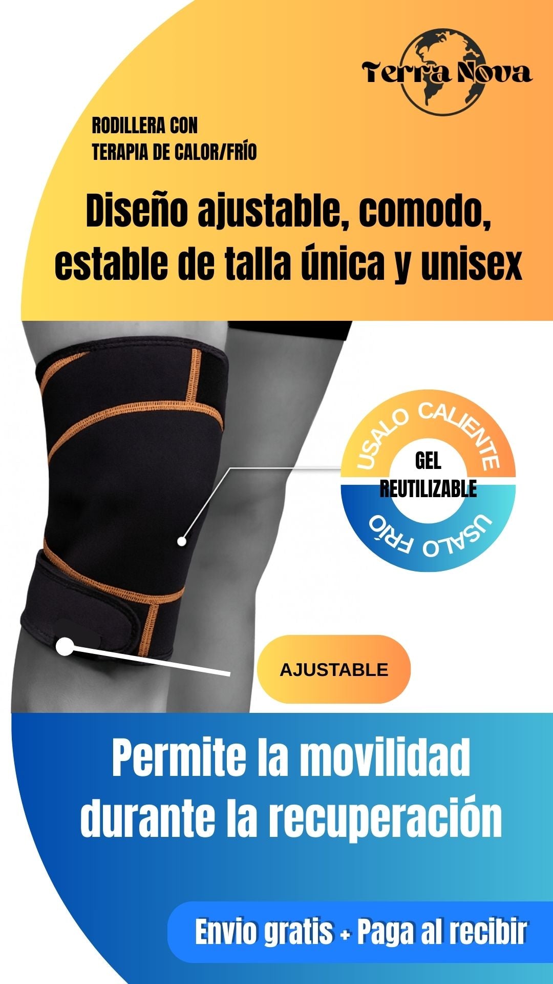 Rodillera Ortopédica de Alivio Rápido con Terapia Calor & Frío (incluye gel) 🔥