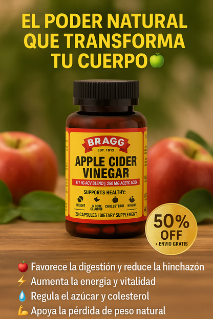 🍏 Vinagre de Manzana Premium – 30 Cápsulas para un Control Natural del Peso 🔥