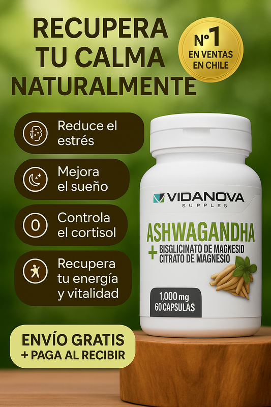 🌿Ashwagandha + Magnesio Premium 1000mg 💊 - Reduce Estrés, Aumenta Energía y Bienestar Natural