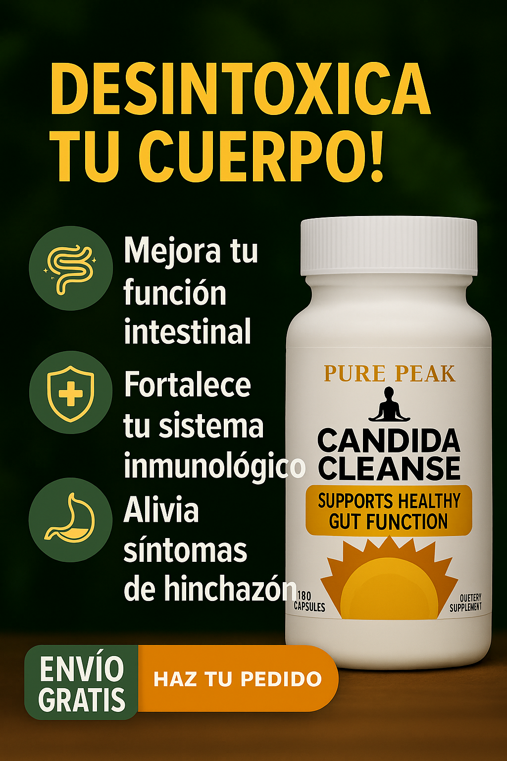 🌿 CÁNDIDA CLEANSE ORIGINAL 🍄 60 CÁPSULAS - Detox natural para reducir hinchazón y mejorar tu digestión