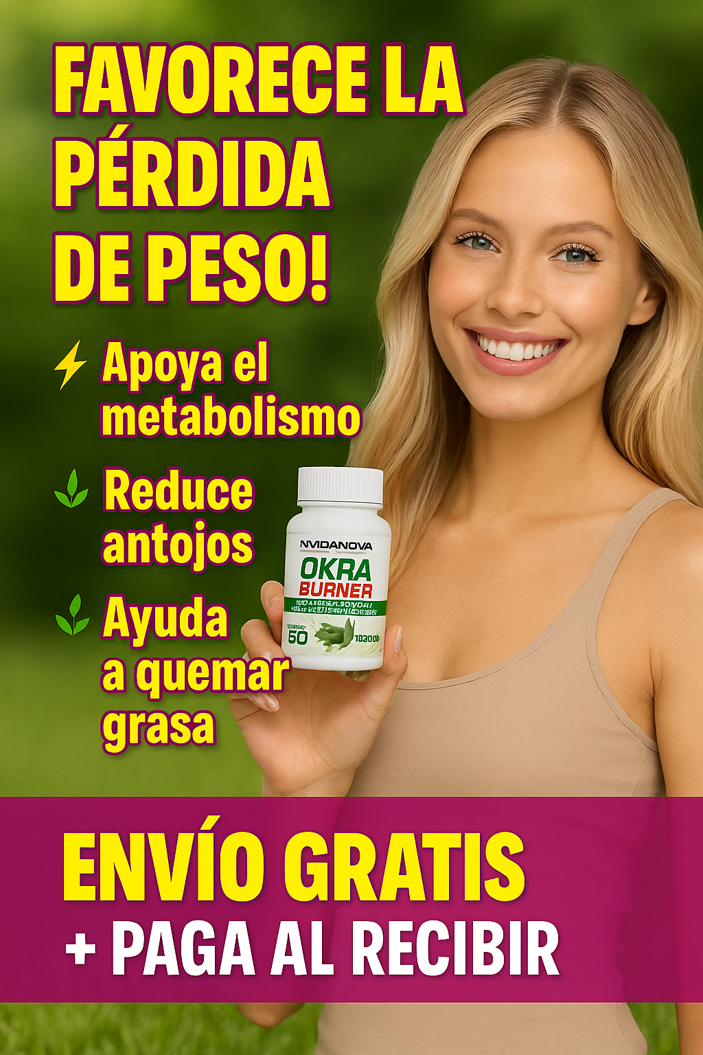 🔥 Okra Burner Fit 1000mg - Quema Grasas y Control Natural del Peso