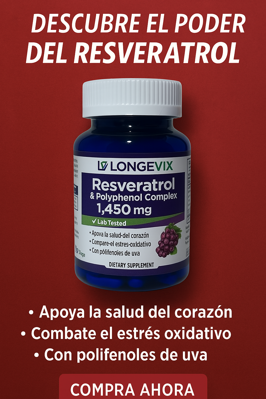 🍇 RESVERATROL  60 CÁPSULAS DE 1450mg