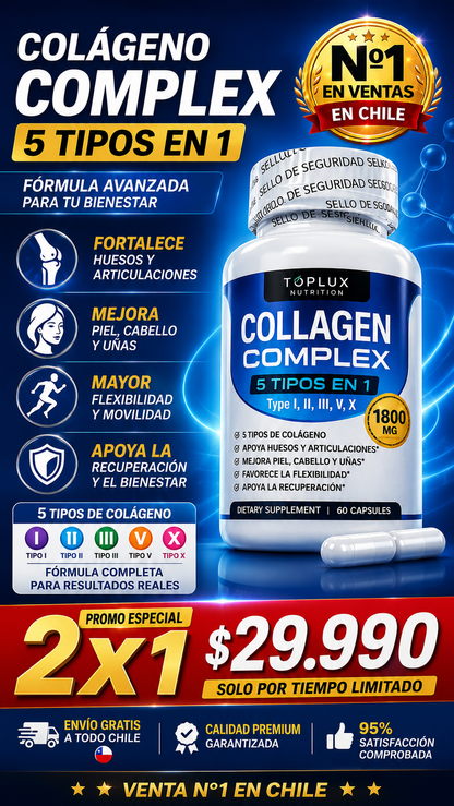 Colágeno Complex 5 en 1 💎60 cápsulas 💊Salud y firmeza para huesos, articulaciones y piel