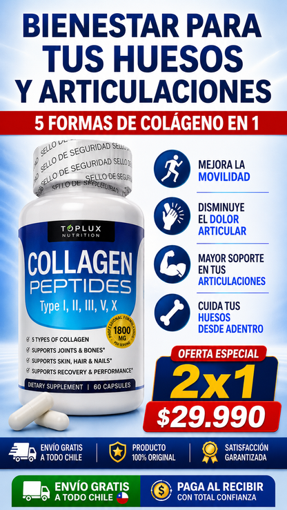 Colágeno Complex 5 en 1 💎60 cápsulas 💊Salud y firmeza para huesos, articulaciones y piel