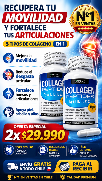 Colágeno Complex 5 en 1 💎60 cápsulas 💊Salud y firmeza para huesos, articulaciones y piel
