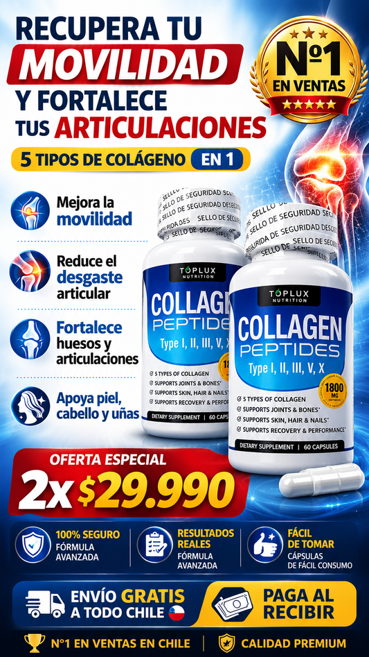 Colágeno Complex 5 en 1 💎60 cápsulas 💊Salud y firmeza para huesos, articulaciones y piel