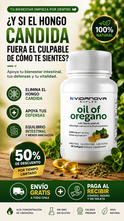 🍃 Aceite de Orégano en cápsulas - Energía, defensas y bienestar natural