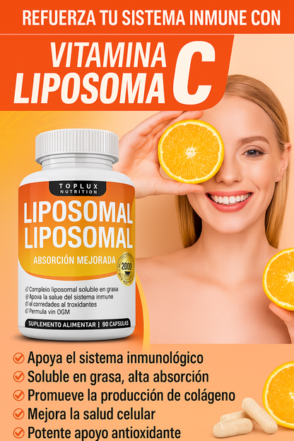 🍊Vitamina C Liposomal 2100 mg – 60 Cápsulas -  Con la potencia de 40 Naranjas 🔥