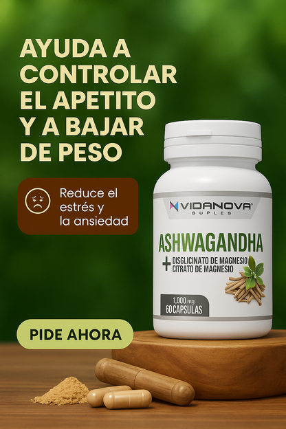 🌿Ashwagandha + Magnesio Premium 1000mg 💊 - Reduce Estrés, Aumenta Energía y Bienestar Natural
