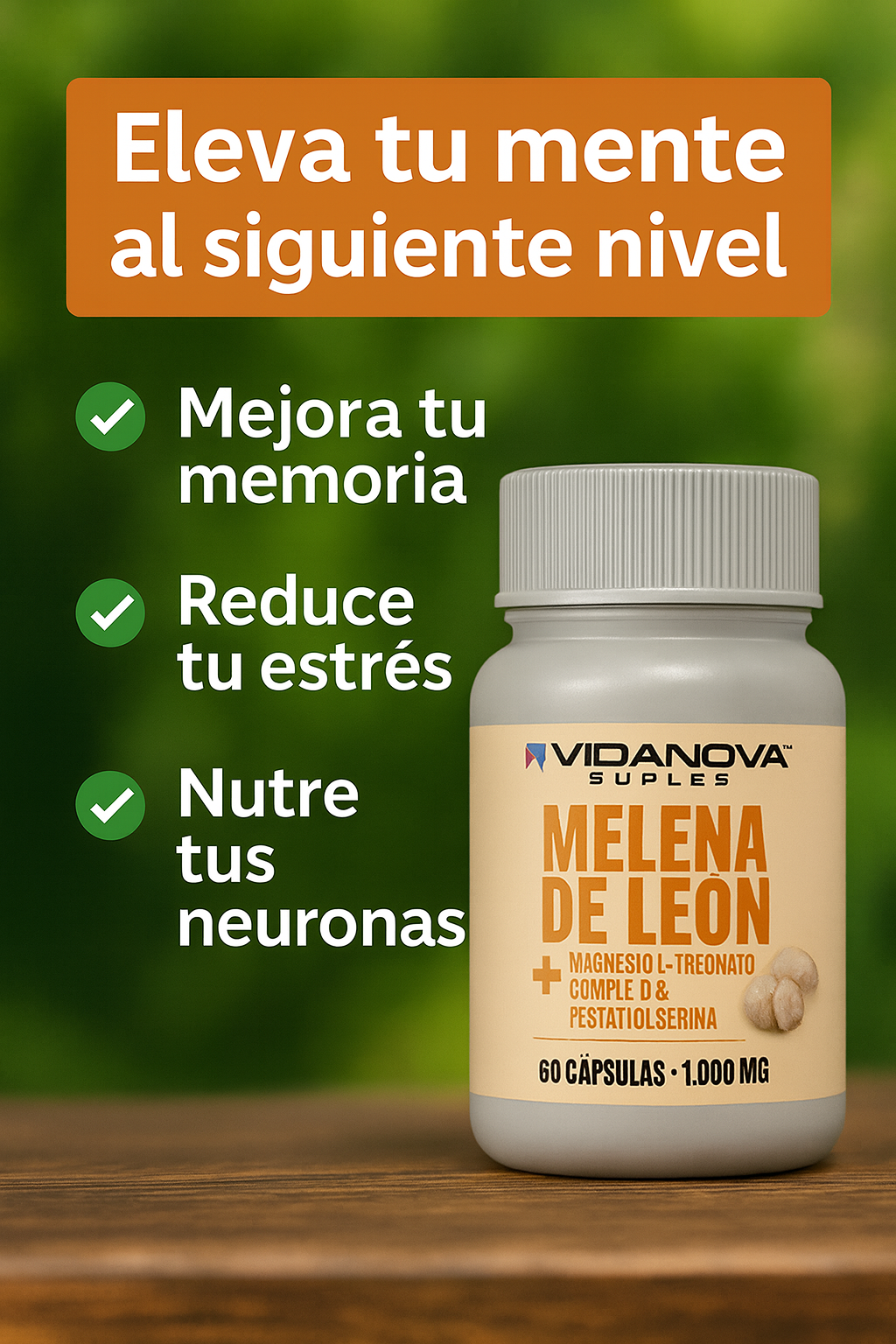 🌿 Melena de León Fortificada 1000 mg 💊- Recupera tu memoria y claridad mental