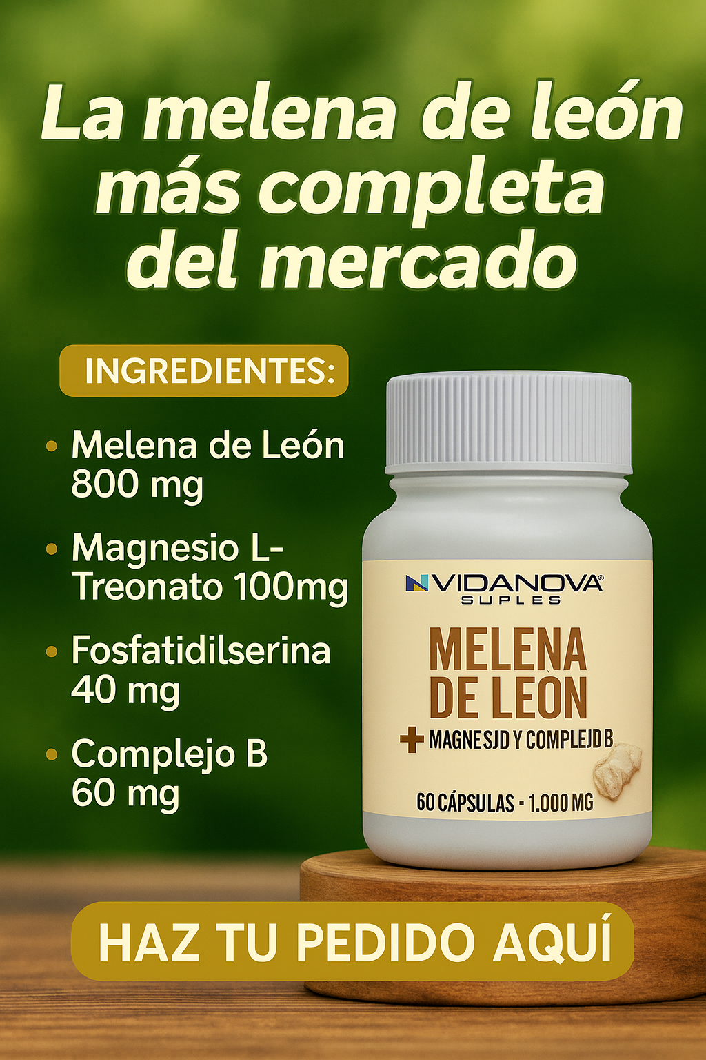 🌿 Melena de León Fortificada 1000 mg 💊- Recupera tu memoria y claridad mental