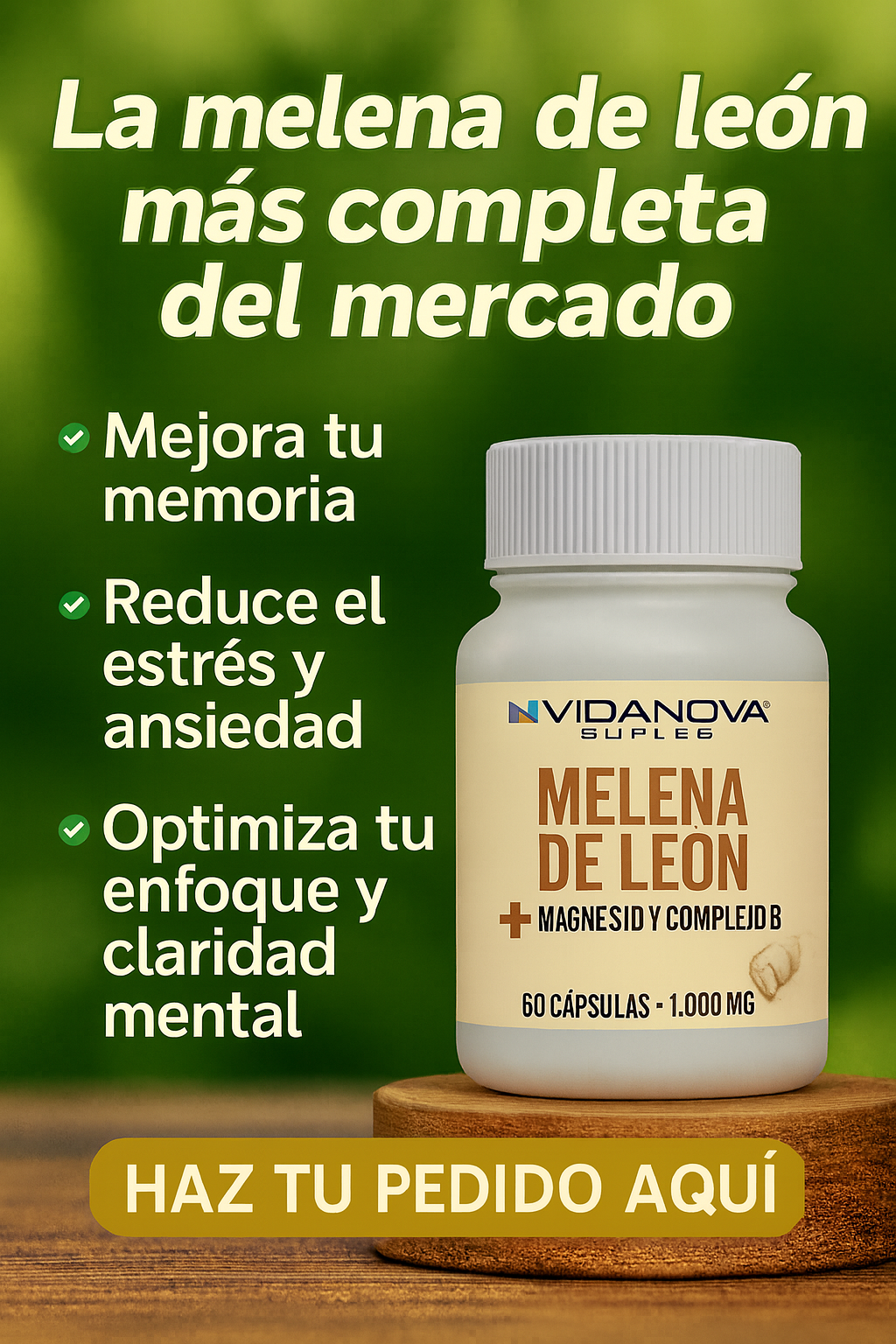 🌿 Melena de León Fortificada 1000 mg 💊- Recupera tu memoria y claridad mental