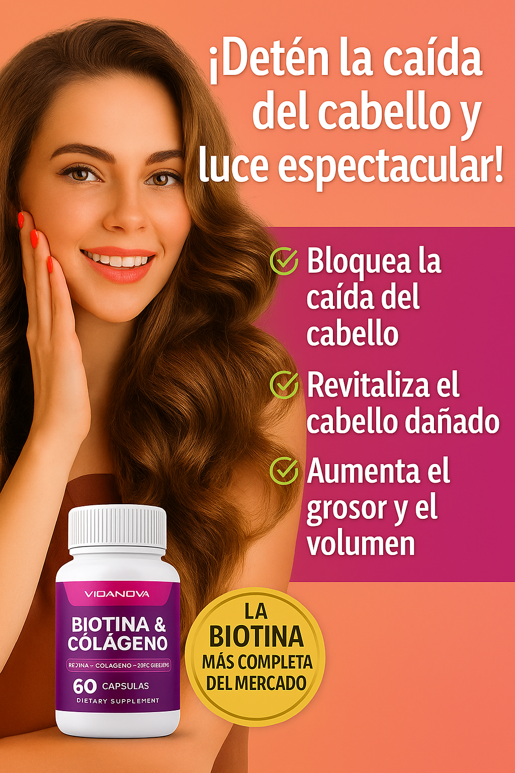 💖 Biotina + Colágeno 1000mg - Cabello, Piel y Uñas Radiantes ✨