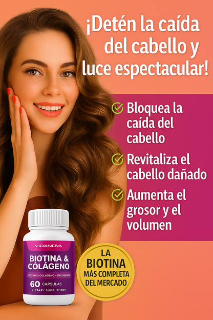 💖 Biotina + Colágeno 1000mg - Cabello, Piel y Uñas Radiantes ✨