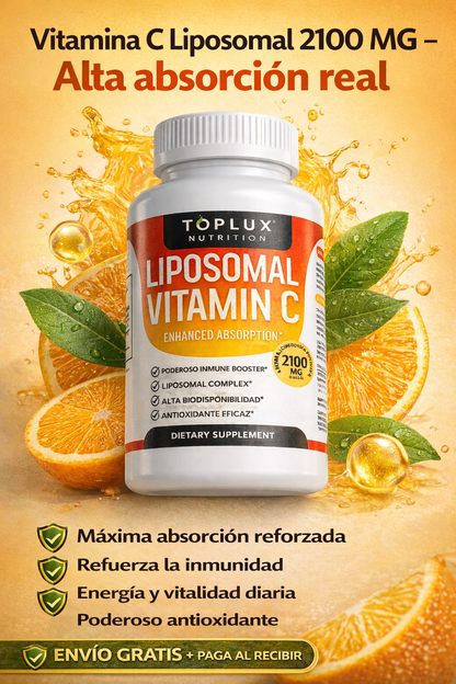 🍊Vitamina C Liposomal 2100 mg – 60 Cápsulas -  Con la potencia de 40 Naranjas 🔥