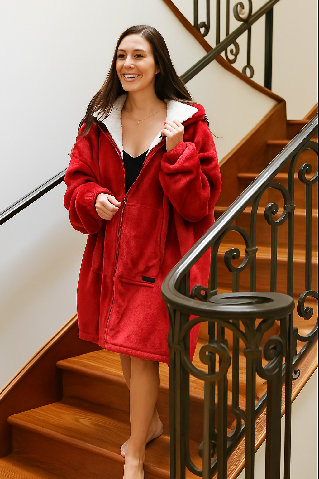 Maxi Poleron Sherpa Con Cierre y Capucha 🧥