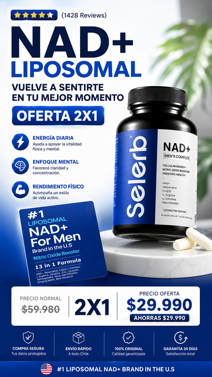 SELERB NAD+MEN'S 1000mg - Energía Real y Vitalidad Masculina Todos los Días 🔥
