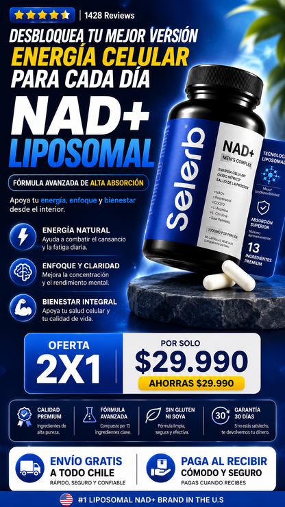 SELERB NAD+MEN'S 1000mg - Energía Real y Vitalidad Masculina Todos los Días 🔥