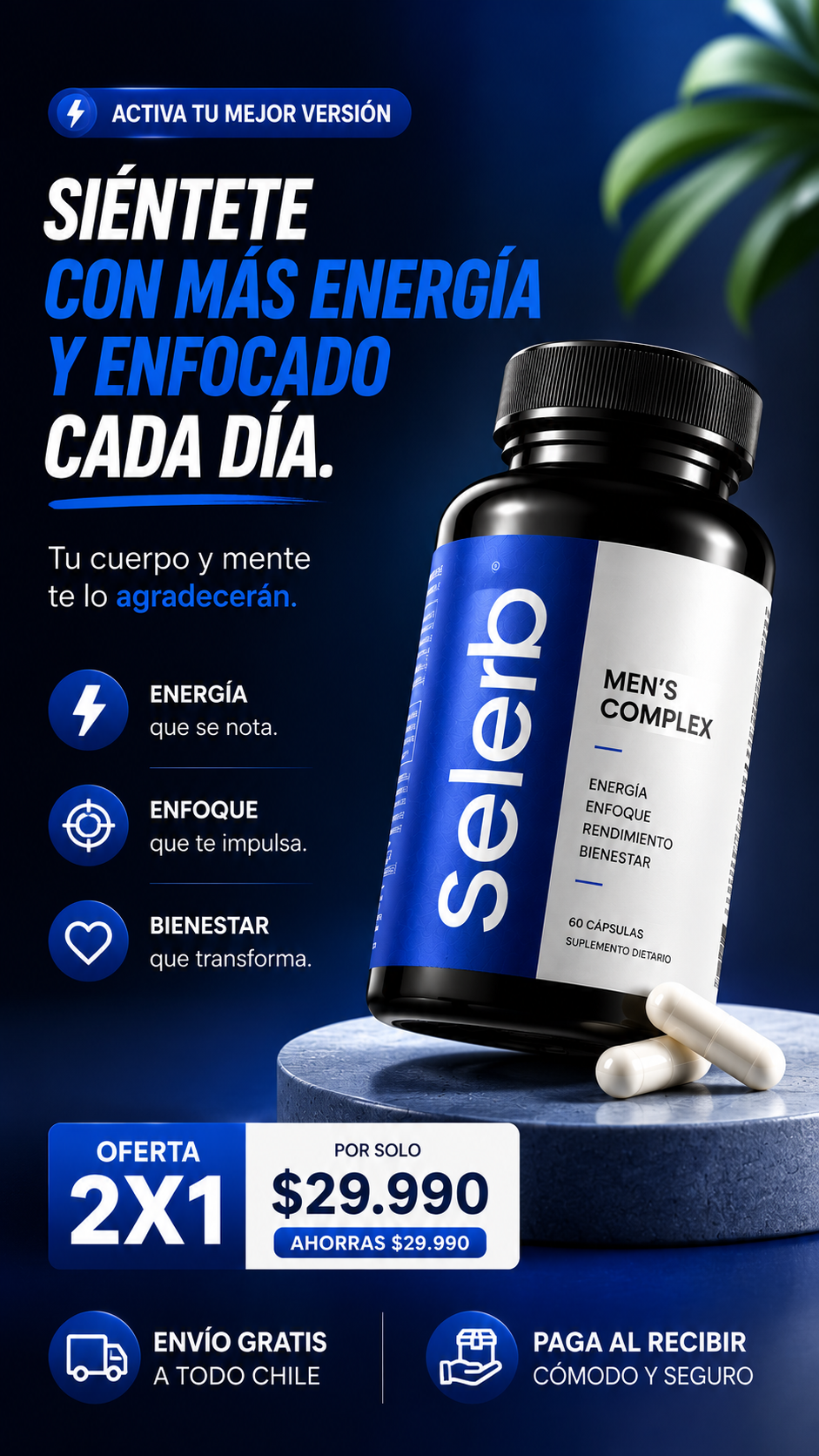 SELERB NAD+MEN'S 1000mg - Energía Real y Vitalidad Masculina Todos los Días 🔥
