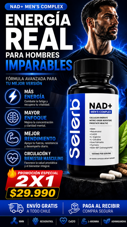 SELERB NAD+MEN'S 1000mg - Energía Real y Vitalidad Masculina Todos los Días 🔥