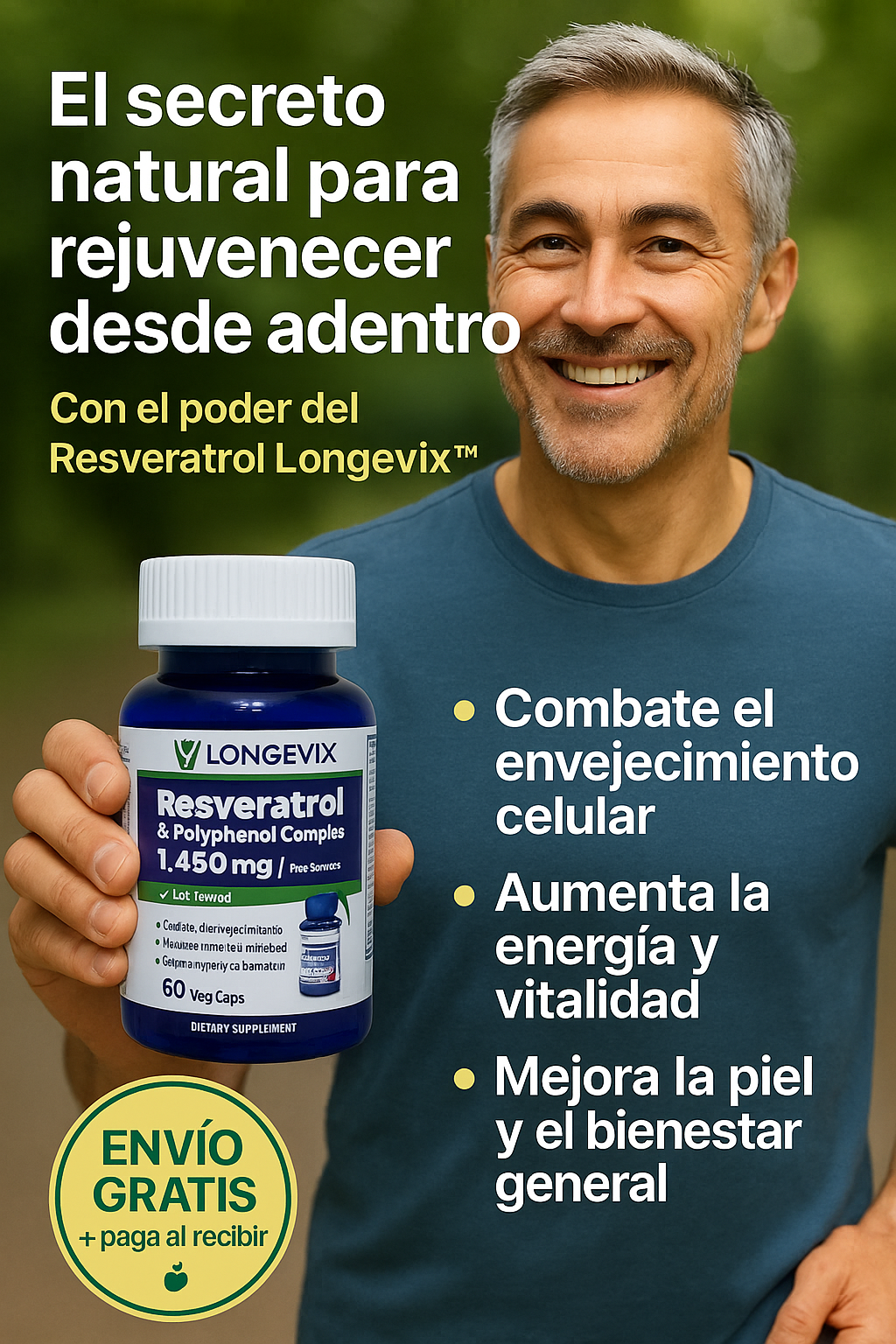 🍇 Resveratrol Premium 1450 mg – Antioxidante Natural Antiedad (60 cápsulas)