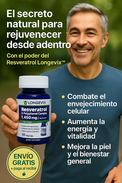 🍇 Resveratrol Premium 1450 mg – Antioxidante Natural Antiedad (60 cápsulas)