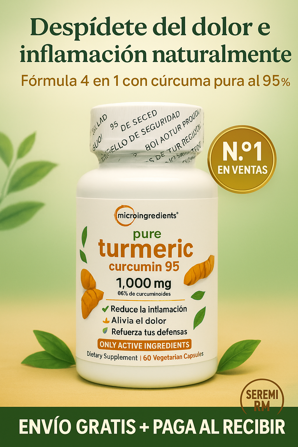 🌿Cúrcuma Complex 4 en 1 – Alivio natural para la inflamación y el dolor 💪