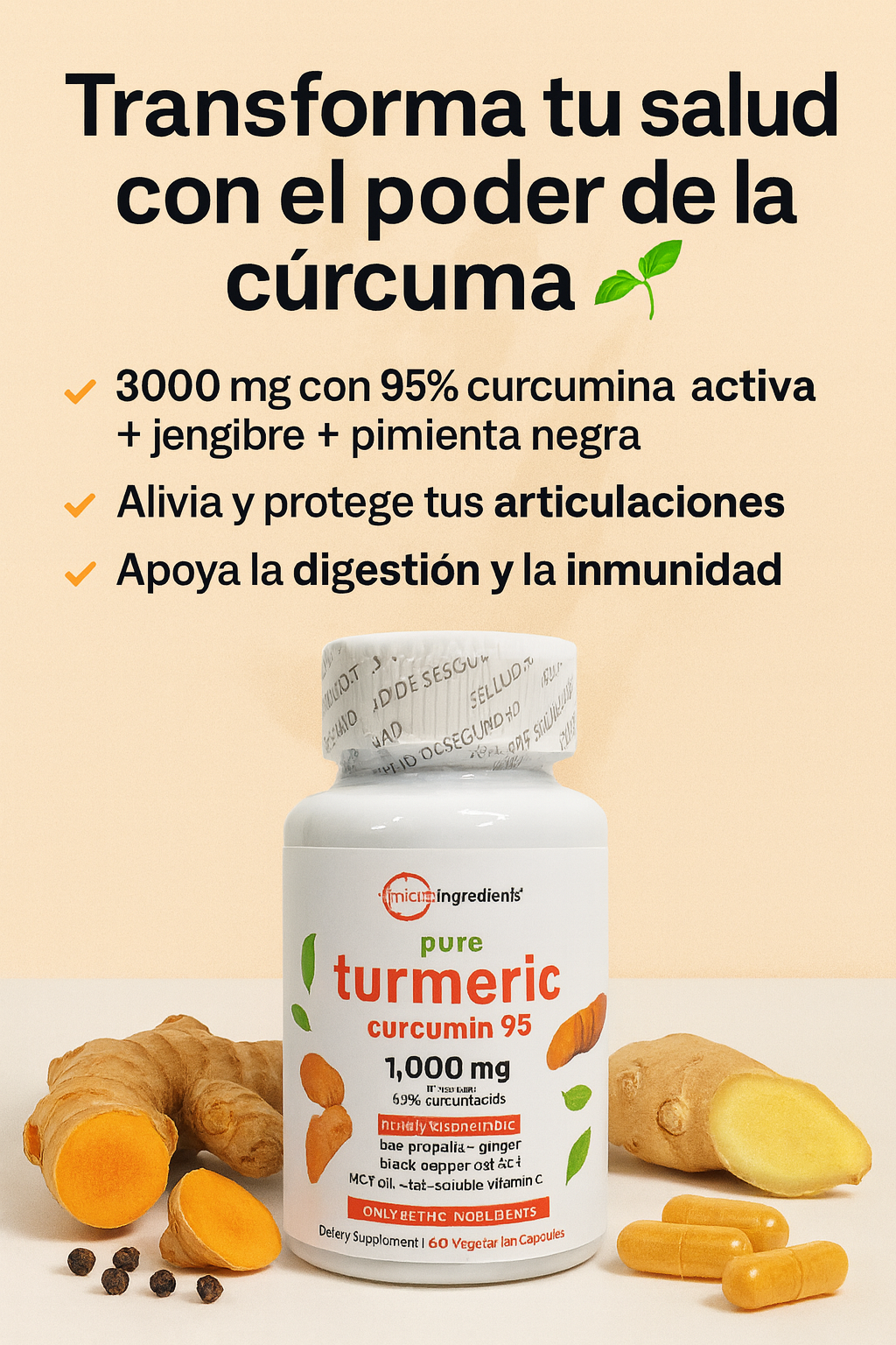 🌿Cúrcuma Complex 4 en 1 – Alivio natural para la inflamación y el dolor 💪