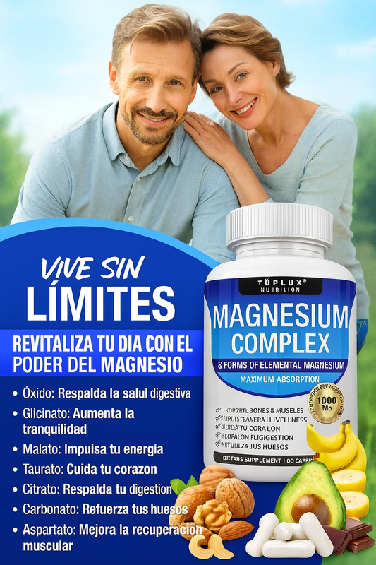 💎 Magnesium Complex Premium 1000mg – 60 cápsulas 💊 8 tipos de magnesio en 1 fórmula completa