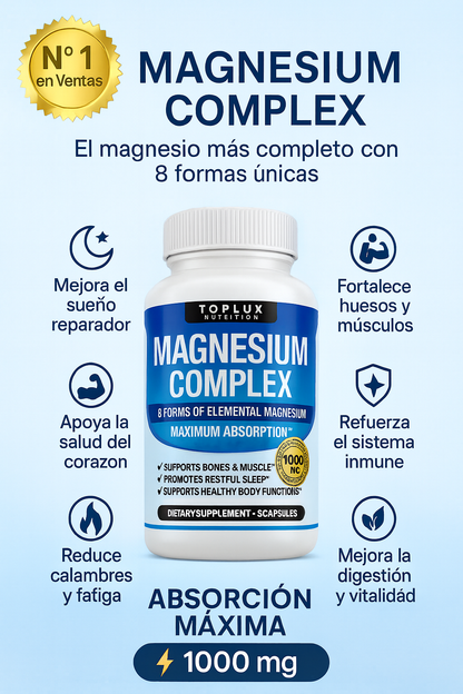 💎2x1 Magnesium Complex 1000 mg ORIGINAL ✨8 tipos de magnesio en 1 ⚡120 cápsulas en total 💊