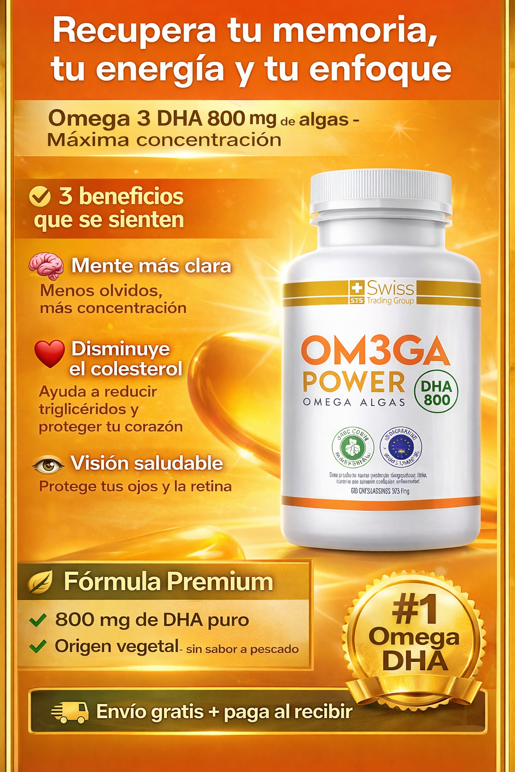 🧠Om3ga Power DHA 800 - Corazón, cerebro y colesterol en equilibrio 🌊