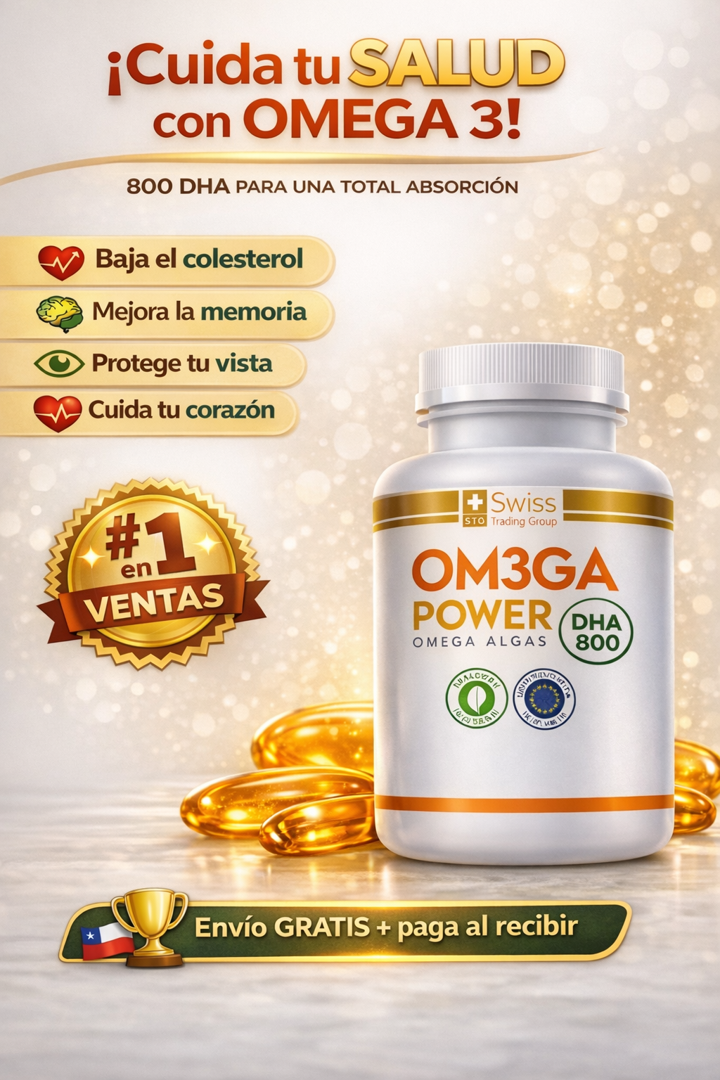🧠Om3ga Power DHA 800 - Corazón, cerebro y colesterol en equilibrio 🌊