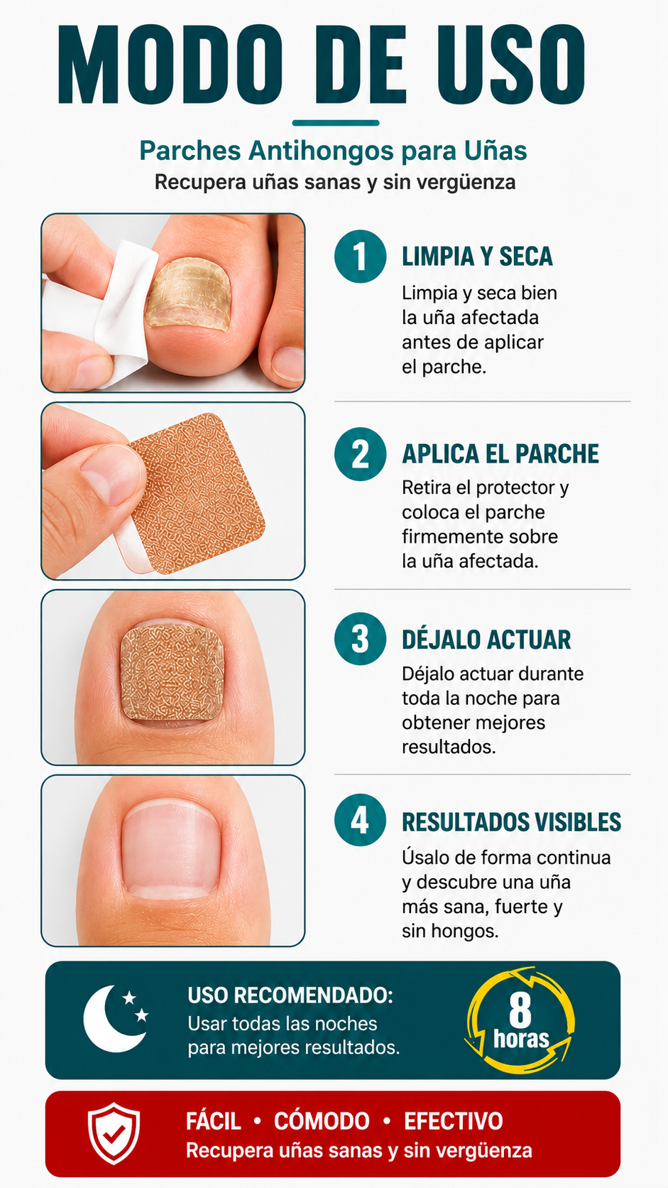 Parches AntiHongo para uñas 2x1 - Limpieza profunda y visible desde la primera semana