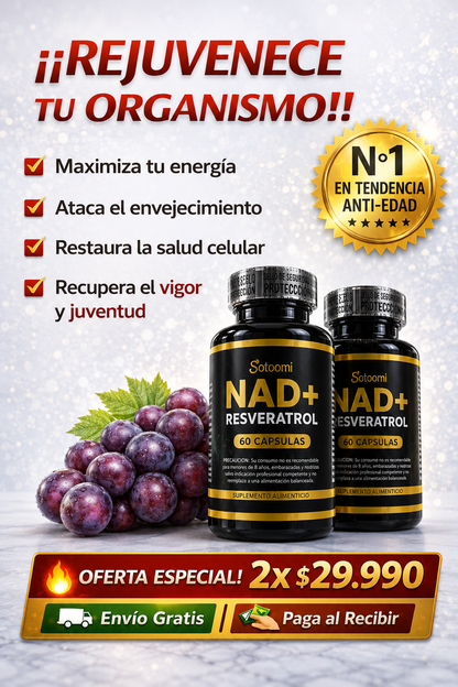 ✨ Resveratrol + NAD Premium 1500mg (60 Cápsulas)💊
