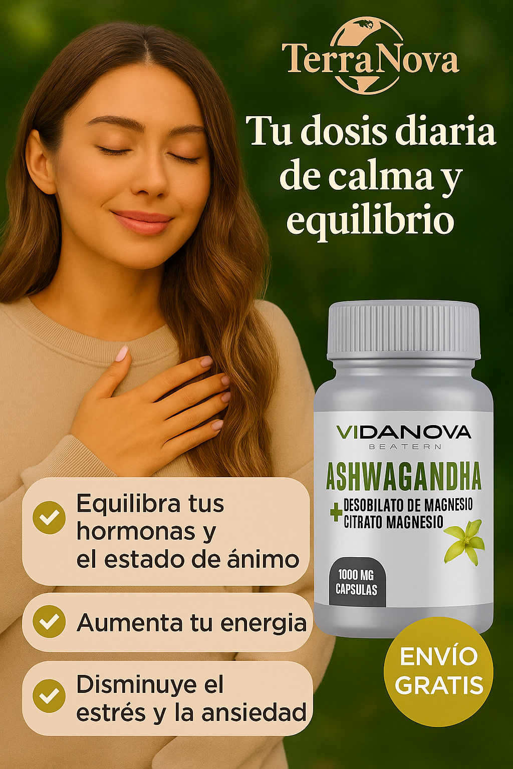 🌿Ashwagandha + Magnesio Premium 1000mg 💊 - Reduce Estrés, Aumenta Energía y Bienestar Natural