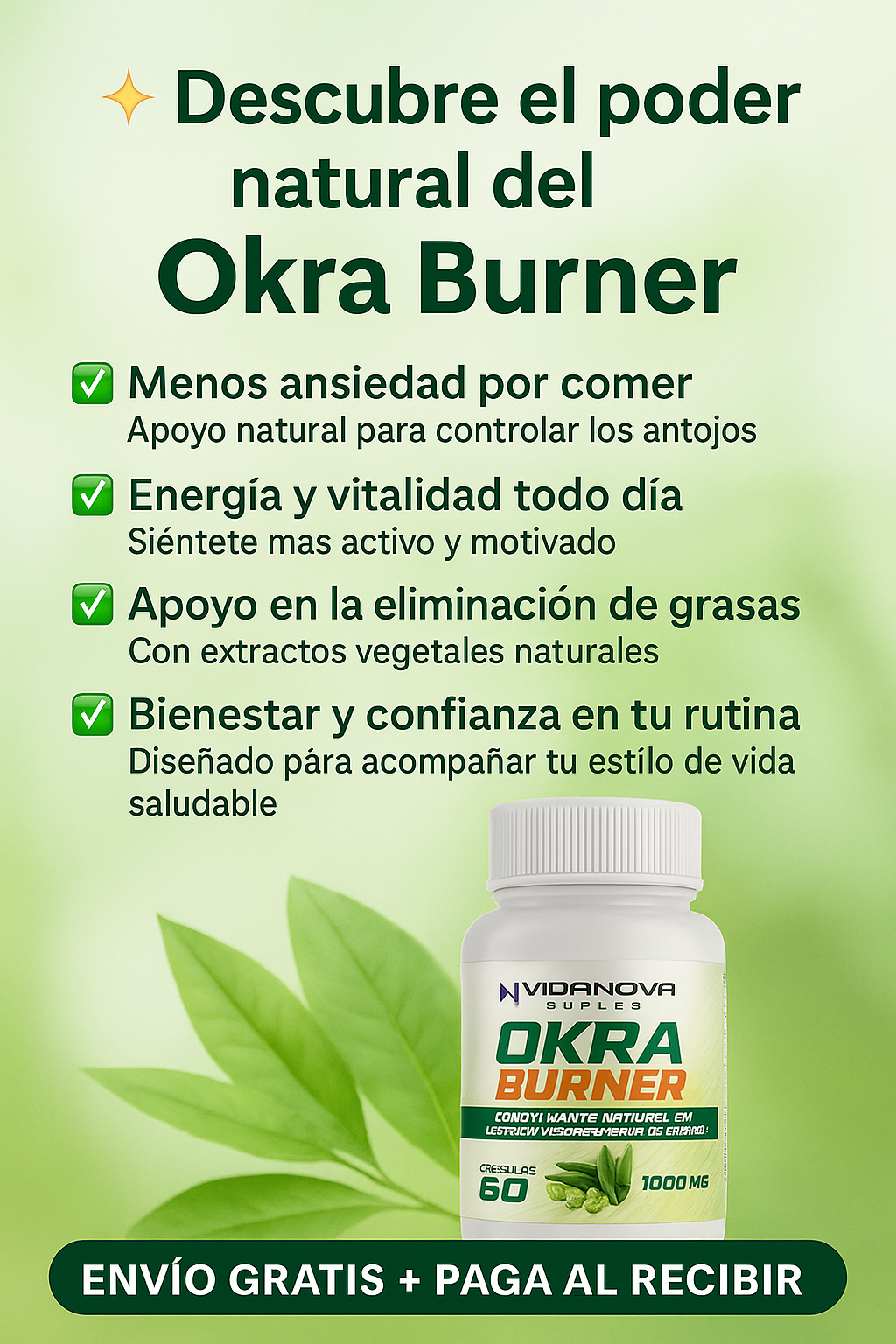 🔥 Okra Burner Fit 1000mg - Quema Grasas y Control Natural del Peso
