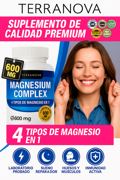 💎2x1 Magnesium Complex Premium 600mg 💊 4 tipos de magnesio en 1 fórmula mejorada para tu bienestar