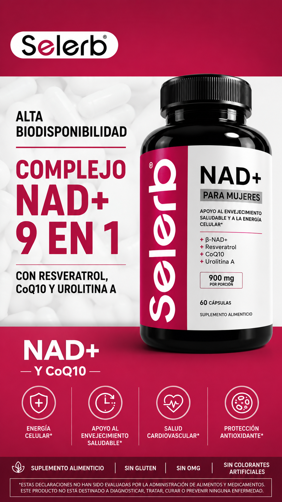 SELERB WOMEN NAD+ COMPLEX – Energía, Vitalidad y Bienestar Femenino ✨