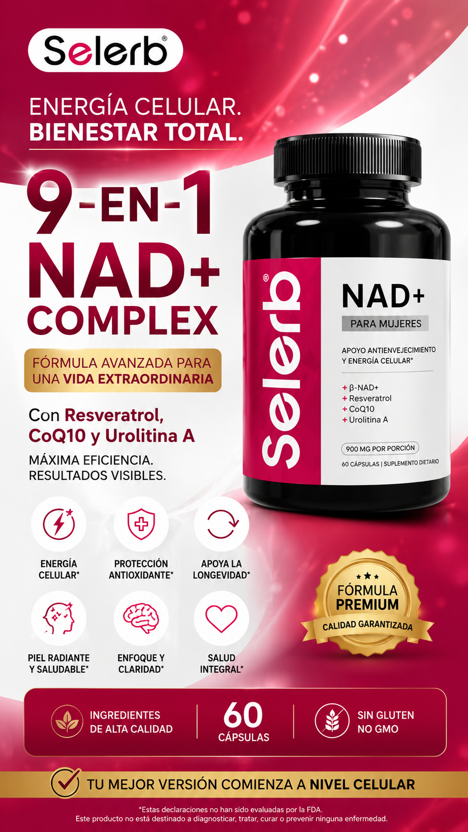 SELERB WOMEN NAD+ COMPLEX – Energía, Vitalidad y Bienestar Femenino ✨