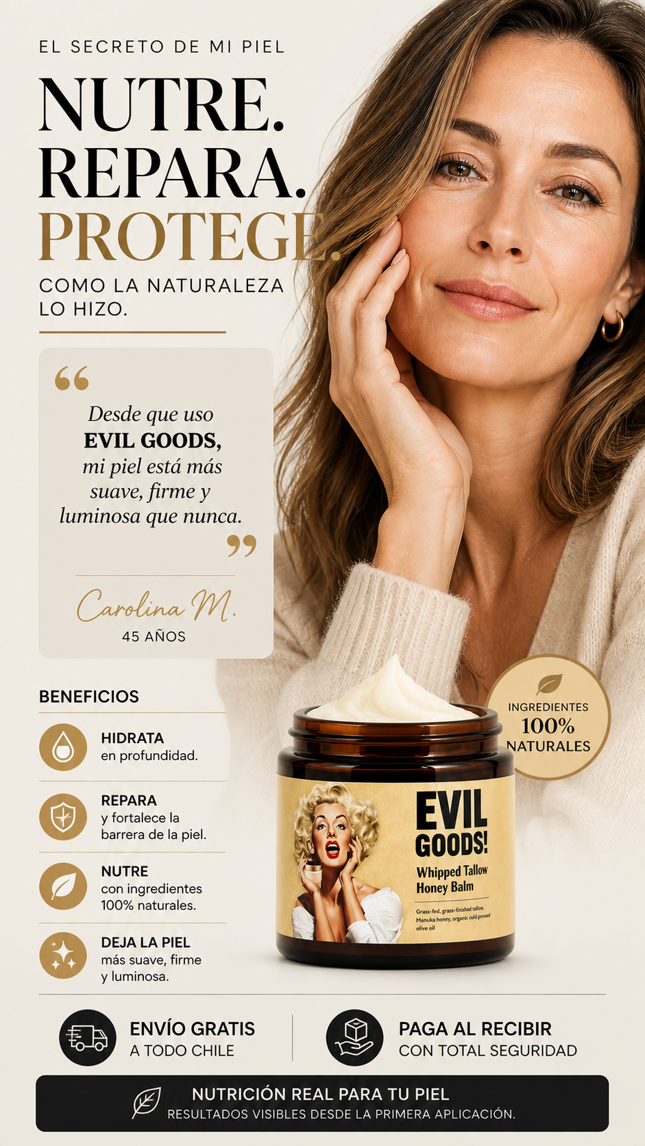 🍯 EVIL GOODS – Crema Antiedad Premium, El elixir natural de la juventud