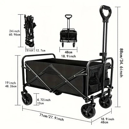 🛒 Carro Plegable Todo Terreno con 4 Ruedas – Carga hasta 100 kg 📦