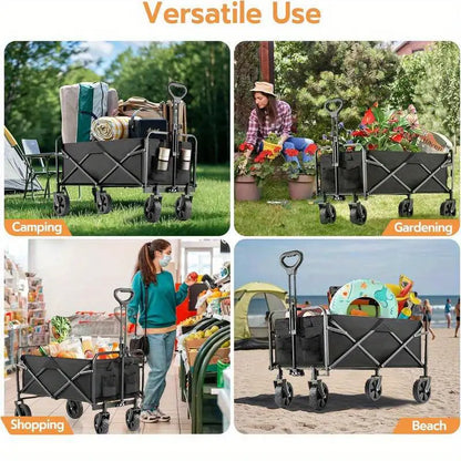 🛒 Carro Plegable Todo Terreno con 4 Ruedas – Carga hasta 100 kg 📦