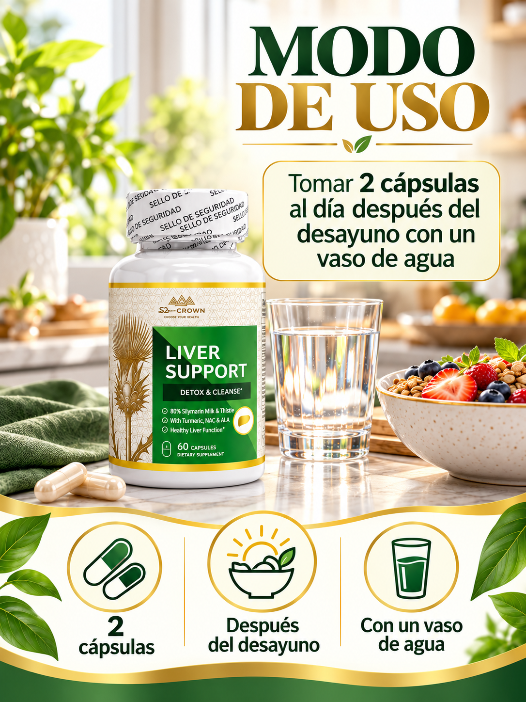 LIVER SUPPORT 60 CÁPSULAS – FÓRMULA COMPLETA PARA SANAR EL HÍGADO GRASO