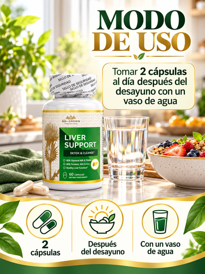 LIVER SUPPORT 60 CÁPSULAS – FÓRMULA COMPLETA PARA SANAR EL HÍGADO GRASO