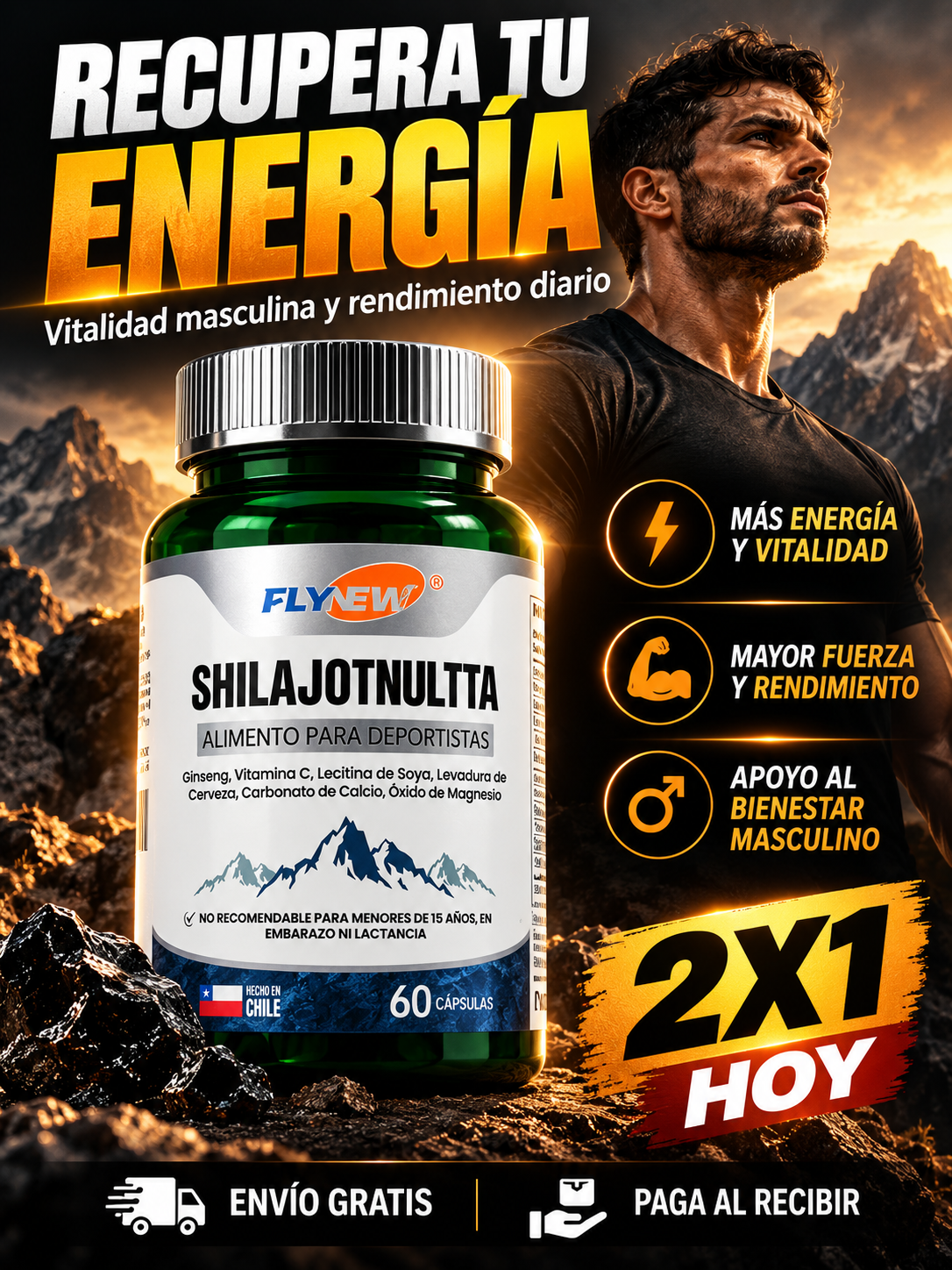 SHILAJIT ULTRA® – Energía y Vitalidad Masculina | 60 Cápsulas🔥